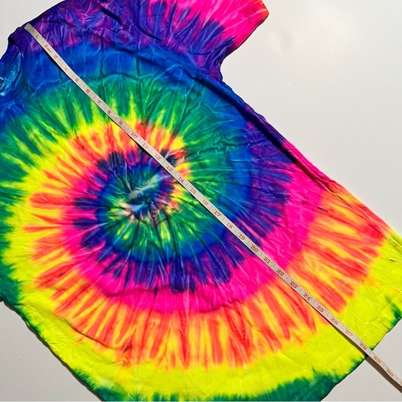 Tie-dye neon bright t-shirt Collegiate cotton size M - Picture 4 of 5